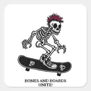 'BONES AND BOARDS' SQUARE STICKER