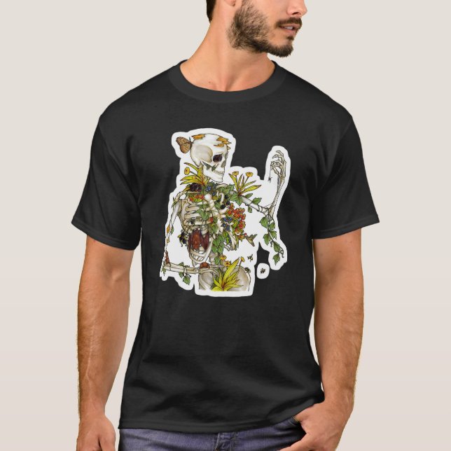 Bones and Botany  Skeleton Plants Botanical T-Shirt (Front)