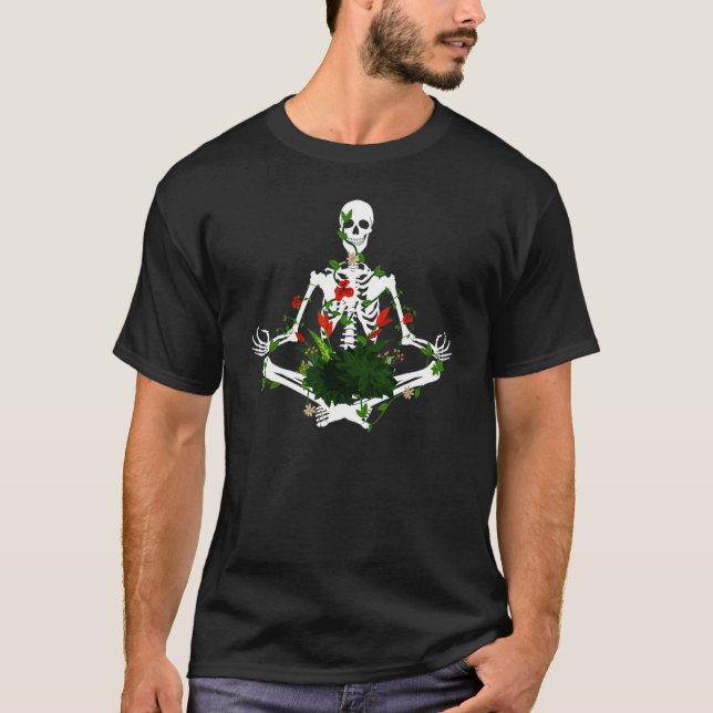 Bones and Botany   Skeleton Yoga T-Shirt (Front)