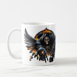 Bones and magic, skeleton with the mystical dice. coffee mug