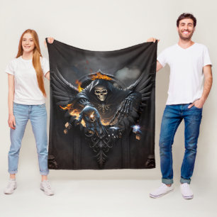 Bones and magic, skeleton with the mystical dice. fleece blanket