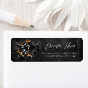Bones and magic, skeleton with the mystical dice.  return address label