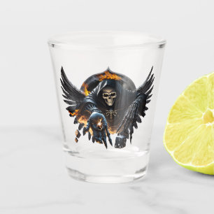 Bones and magic, skeleton with the mystical dice. shot glass