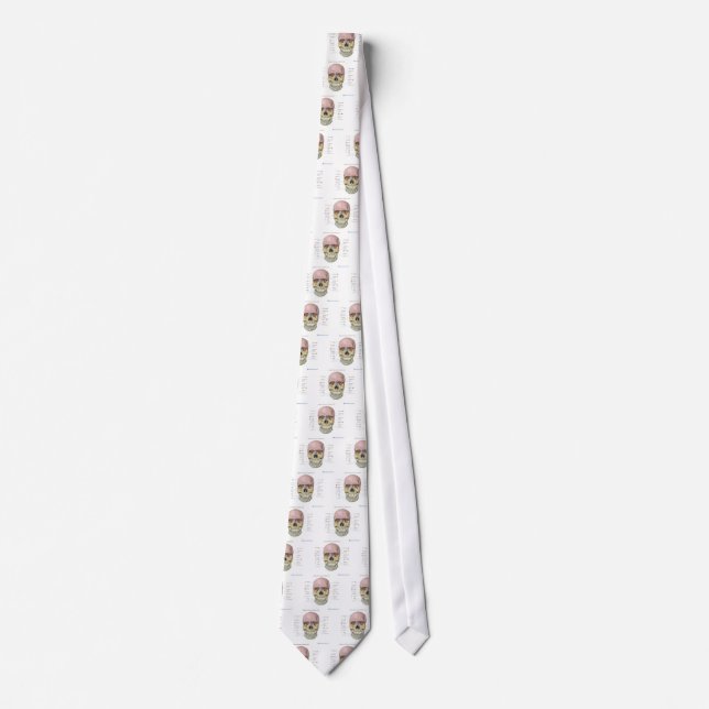 Bones of the skull anatomical design tie (Front)