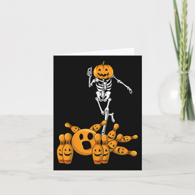 Bones Skeleton Halloween Bowling Bowler Gift Shirt Card (Front)