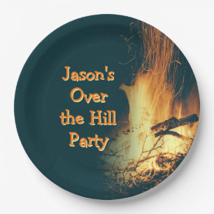 Bonfire Birthday Over the Hill Paper Plate