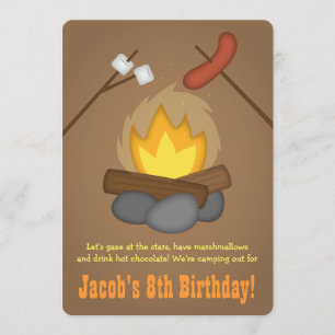 Bonfire Camping Birthday Party Invitation