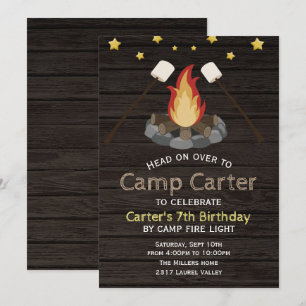 Bonfire Camping Birthday Party Invitation