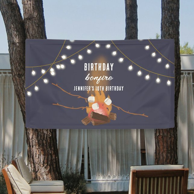 Bonfire & Camping Outdoor Campfire Birthday Party Banner (Bonfire & Camping Outdoor Campfire Birthday Party Banner)
