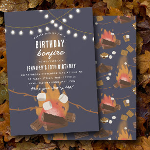 Bonfire & Camping Outdoor Campfire Birthday Party Invitation