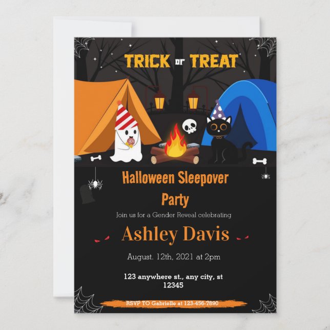 Bonfire Halloween Sleepover Party Invitations (Front)