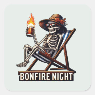 Bonfire Night - Beach Camping Square Sticker