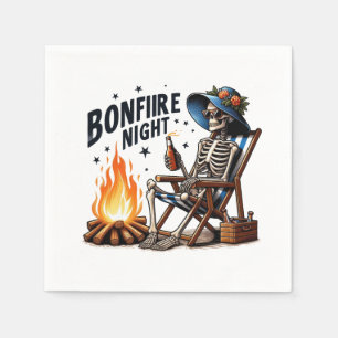 Bonfire Night - Skeleton Drinking by the Fire Napkin