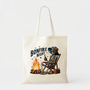 Bonfire Night - Skeleton Drinking by the Fire Tote Bag