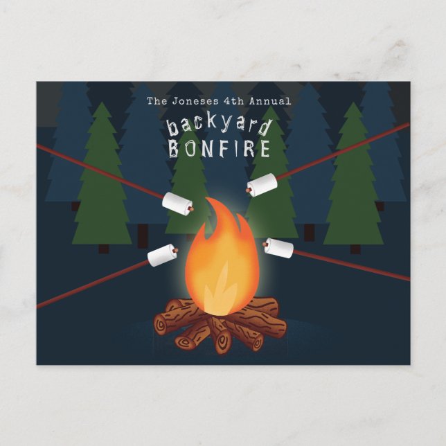Bonfire Party Invitation Postcard (Front)