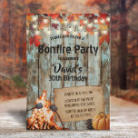 Bonfire Party Rustic Autumn Leaves Barn Birthday Invitation<br><div class="desc">Rustic Autumn Leaves Barn Wood String Lights Bonfire Birthday Party Invitations.</div>