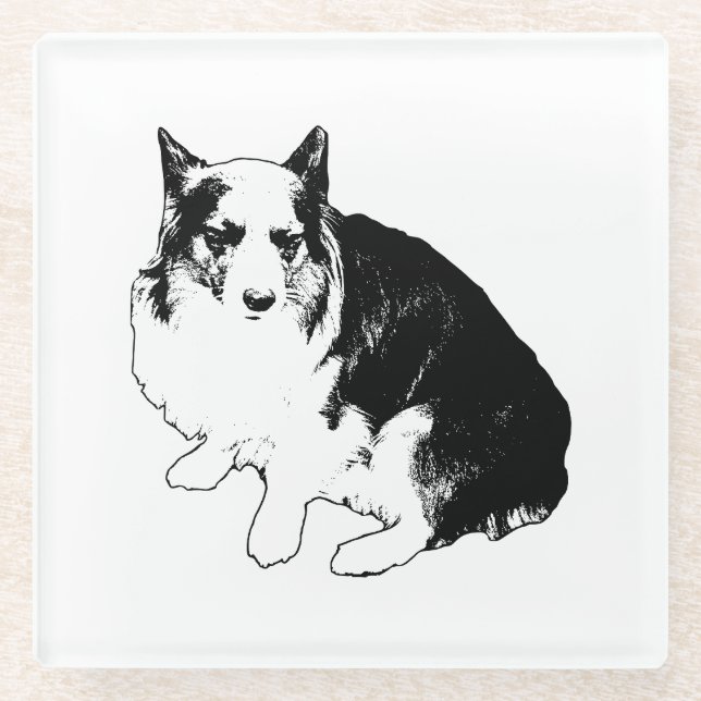 Bonfire Rim Corgi Glass Coaster (Front)