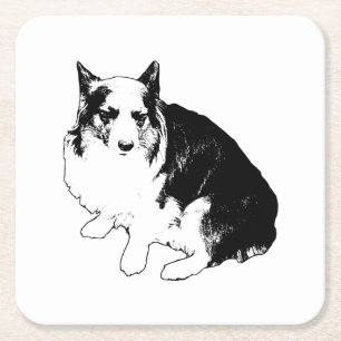 Bonfire Rim Corgi Square Paper Coaster