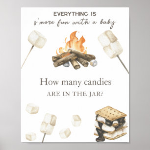 Bonfire s'more baby shower - How many candies Poster