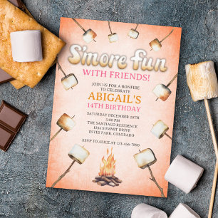 Bonfire Smores Birthday Invitation