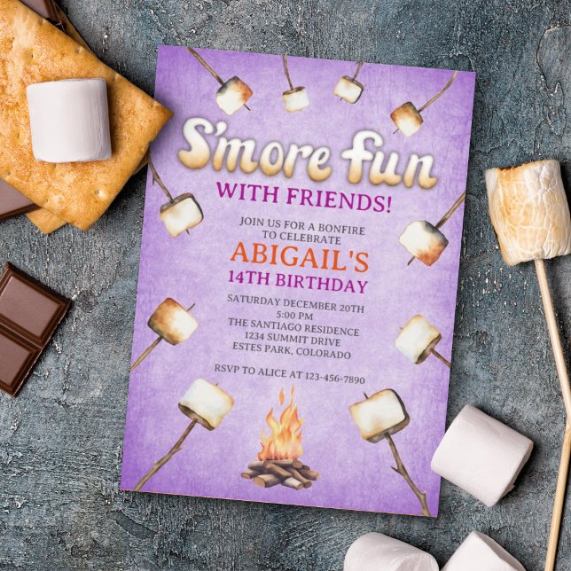 Bonfire Smores Birthday Invitation (Creator Uploaded)
