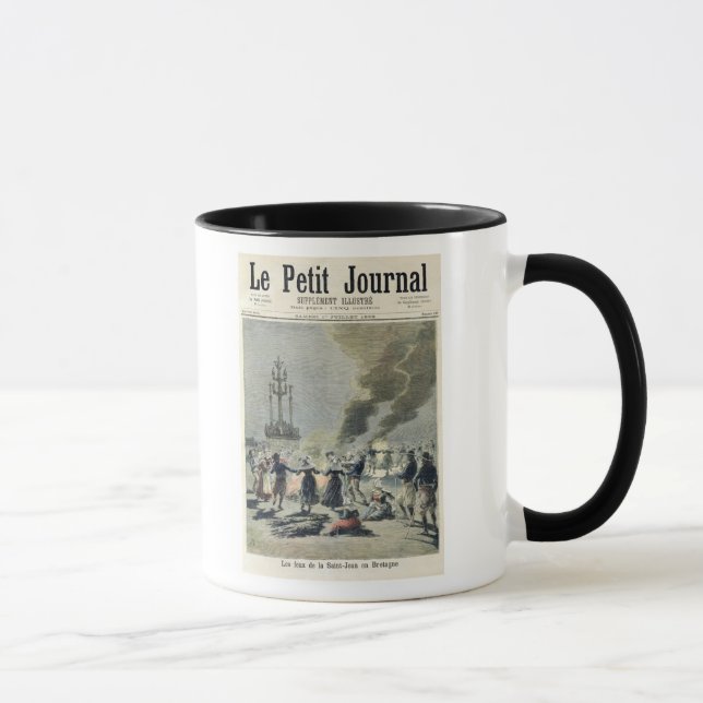 Bonfires lit to celebrate the summer solstice in mug (Right)
