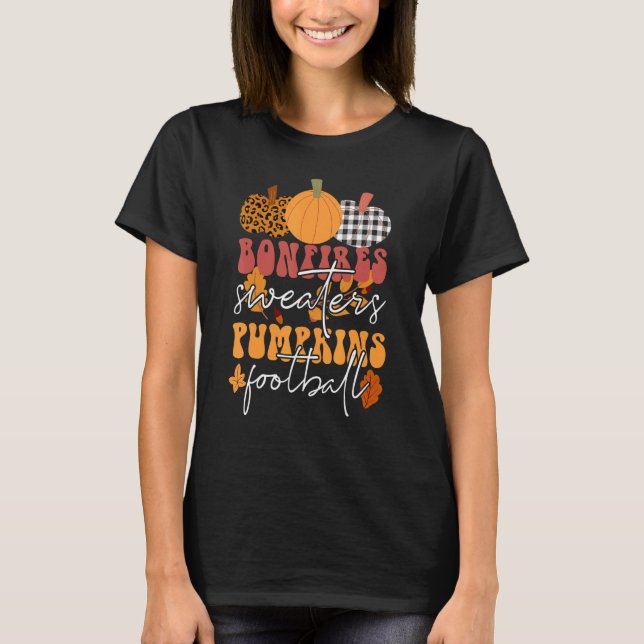 Bonfires Pumpkins Leopard Sweaters Football Thanks (Front)