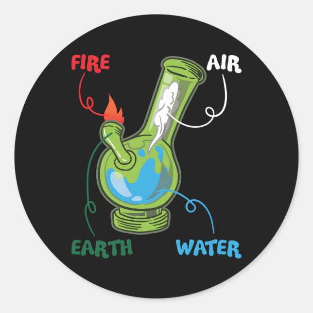 Bong Elets Fire Water Eh Air Thc Weed Smoking Anat Classic Round Sticker (Front)