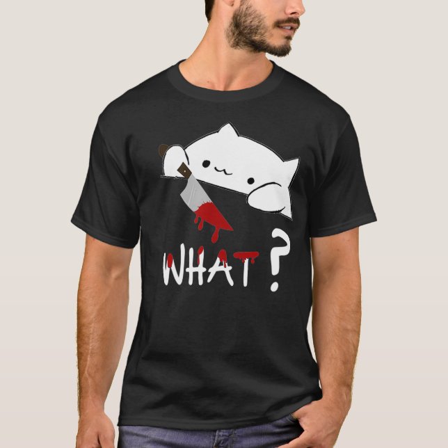 Bongo Cat what Funny Halloween Cat with Bloody T-Shirt (Front)