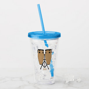 Bongo drum cartoon illustration acrylic tumbler