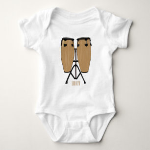 Bongo drum cartoon illustration  baby bodysuit