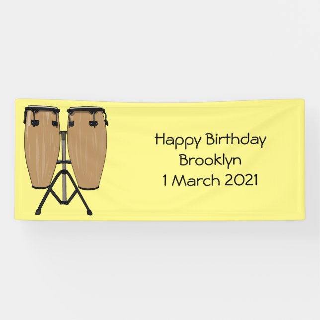 Bongo drum cartoon illustration banner (Horizontal)