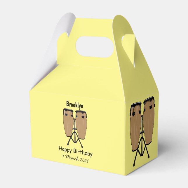 Bongo drum cartoon illustration favour box (Front Side)
