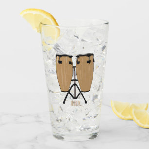 Bongo drum cartoon illustration glass