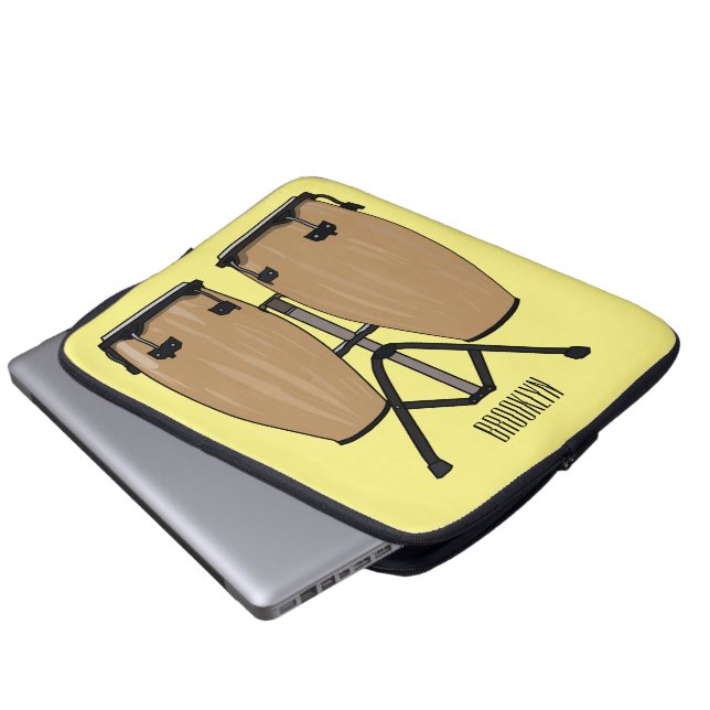 Bongo drum cartoon illustration  laptop sleeve (Front Bottom)