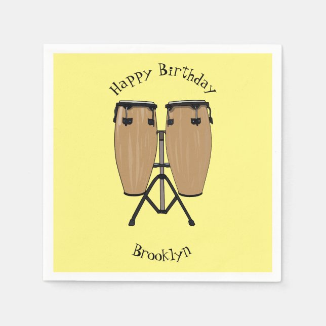 Bongo drum cartoon illustration napkin (Front)