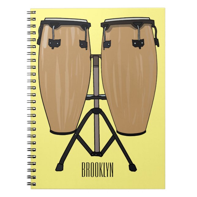 Bongo drum cartoon illustration  notebook (Front)