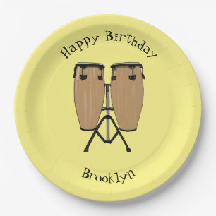 Bongo drum cartoon illustration paper plate