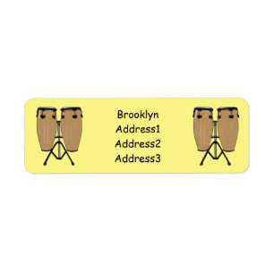 Bongo drum cartoon illustration return address label