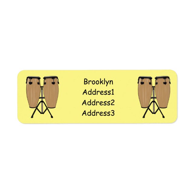Bongo drum cartoon illustration return address label (Front)