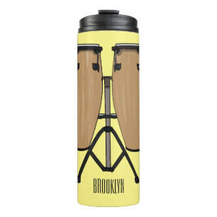 Bongo drum cartoon illustration thermal tumbler