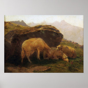 Bonheur - Sheep On A Hill Poster