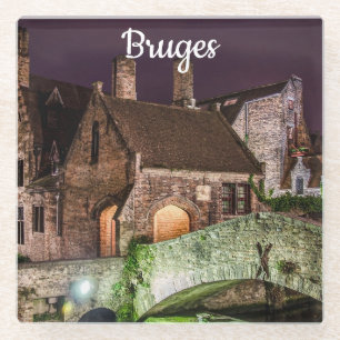 Bonifacius Bridge in Bruges Glass Coaster