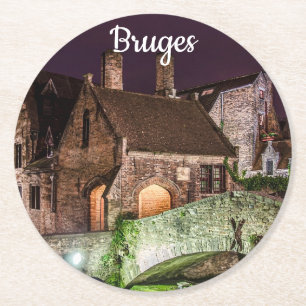 Bonifacius Bridge in Bruges Round Paper Coaster