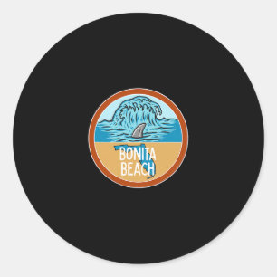 Bonita Beach Florida Fl Ocean Wave Shark Fin Vacat Classic Round Sticker
