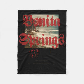 Bonita Springs Florida Fl Vintage Tattoo Beach Sur Fleece Blanket