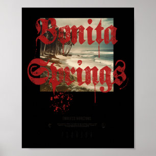 Bonita Springs Florida Fl Vintage Tattoo Beach Sur Poster