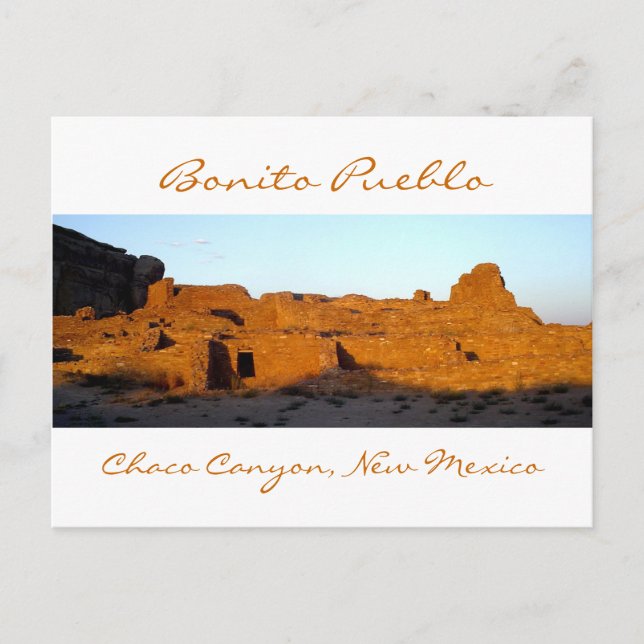 Bonito Pueblo Chaco Canyon at Sunset Postcard (Front)