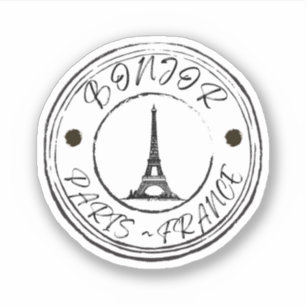 Bonjor Paris France Travel Stamp Sticker