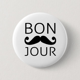 bonjour 6 cm round badge